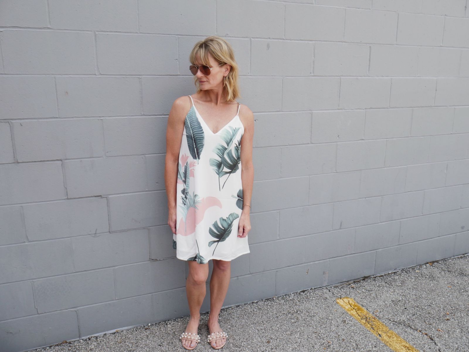 palm leaf cami dress