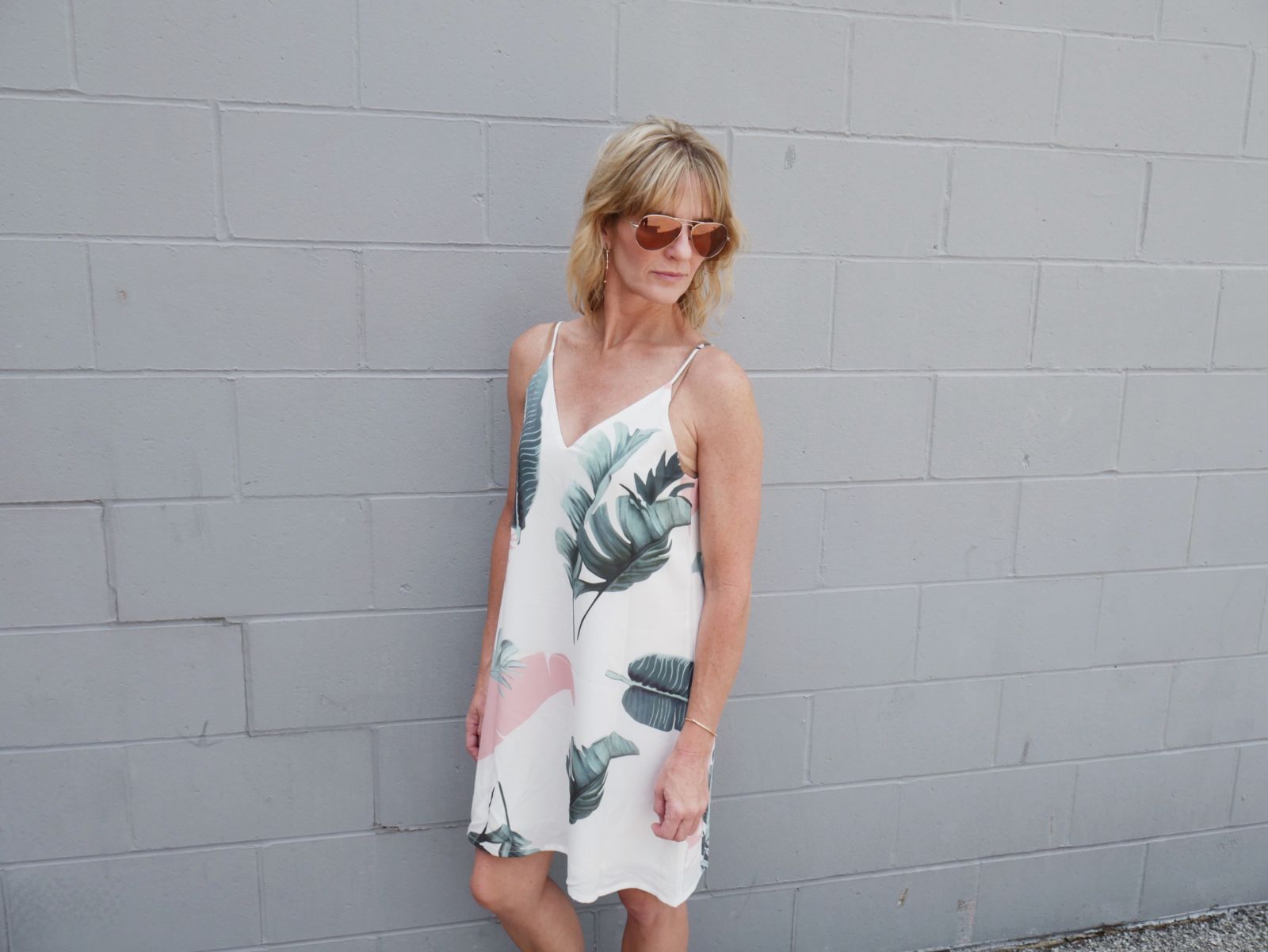 palm leaf cami dress