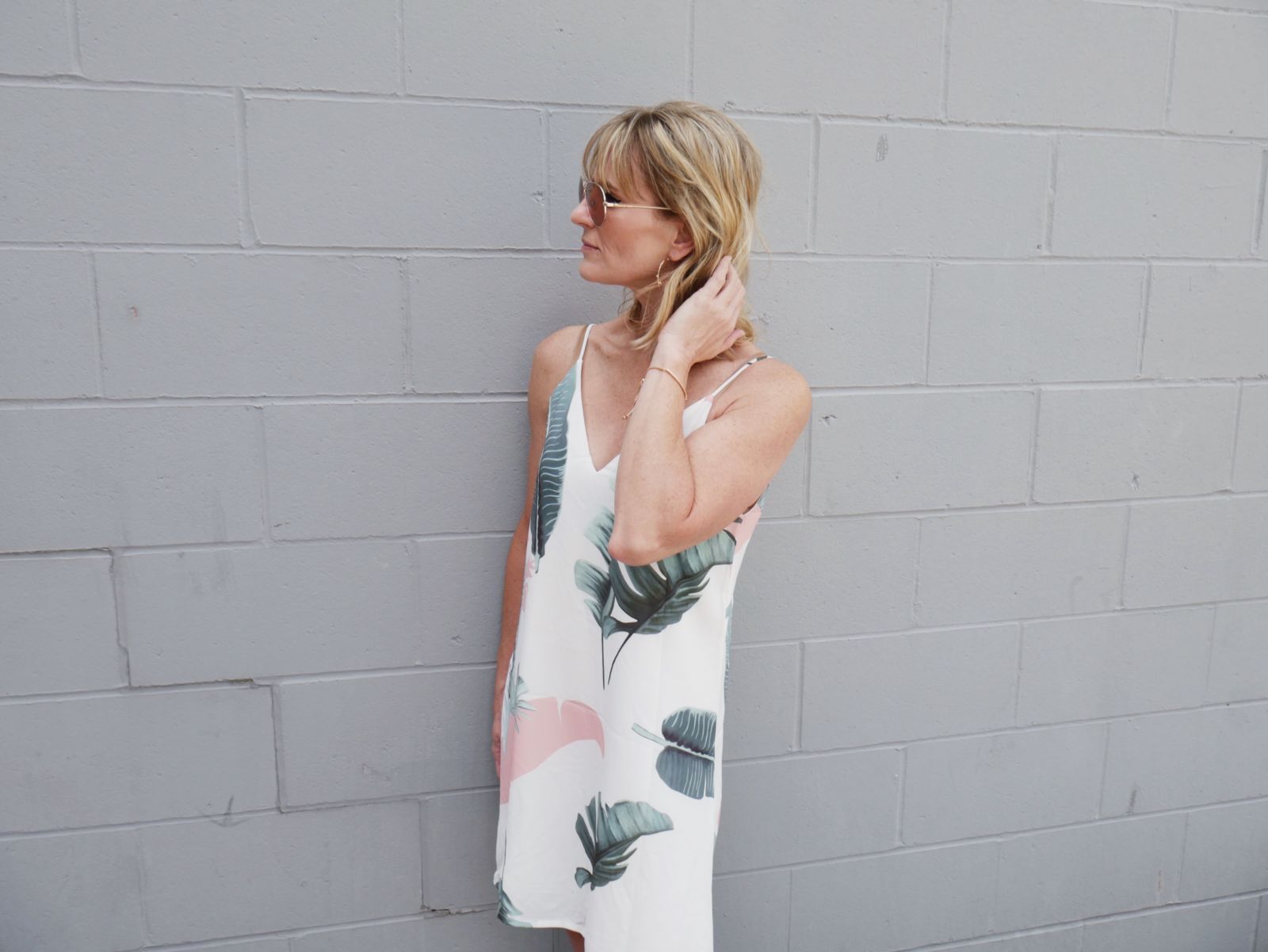 palm leaf cami dress