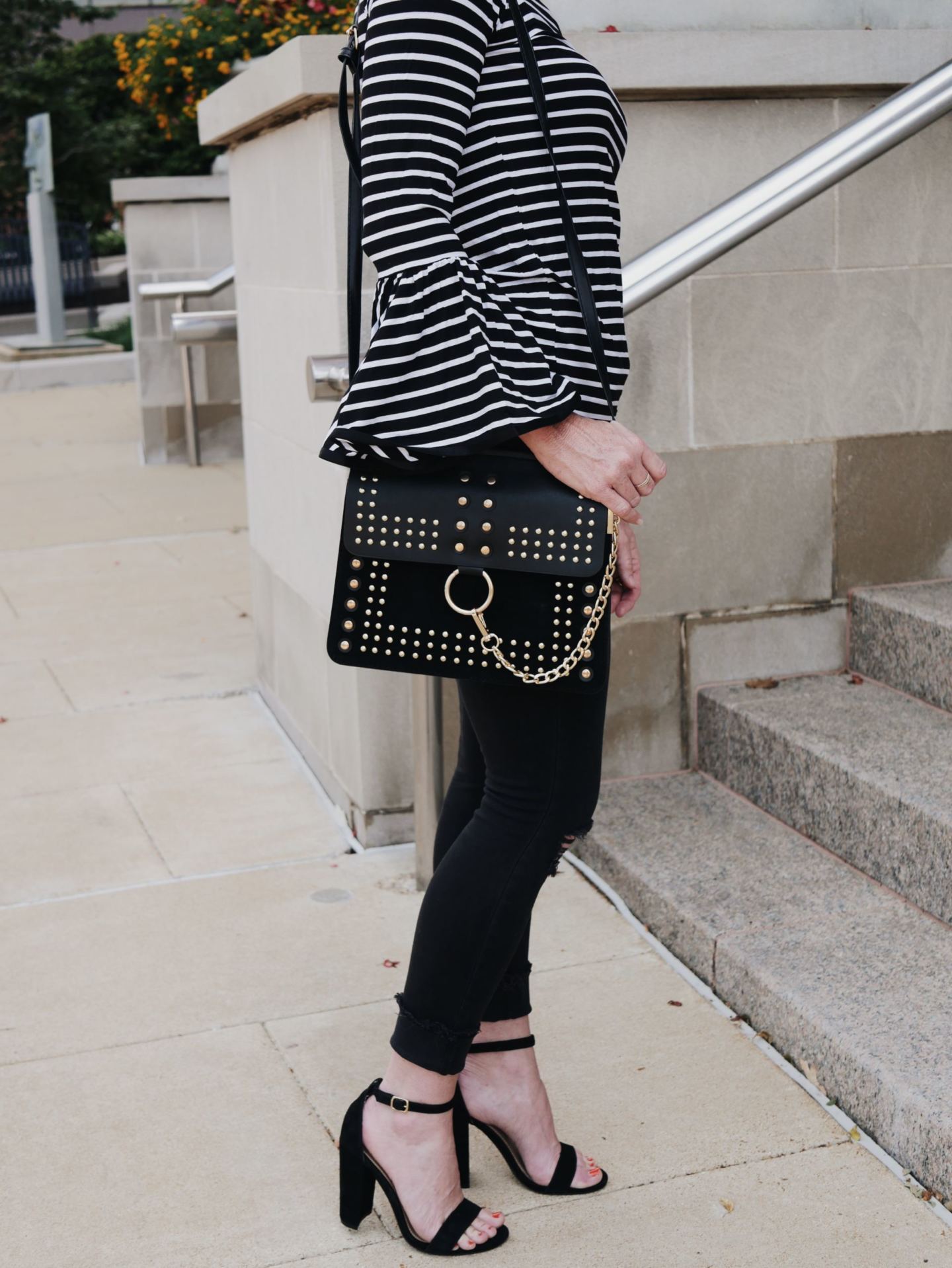 black studded crossbody bag