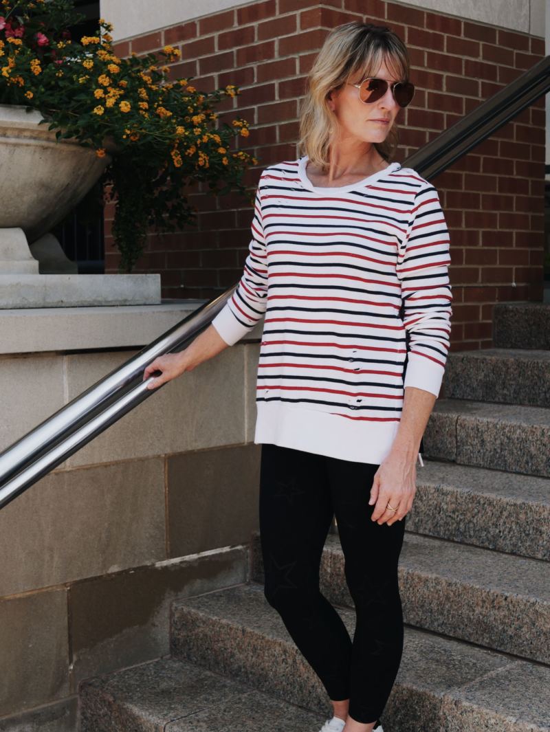 stripe print fleece