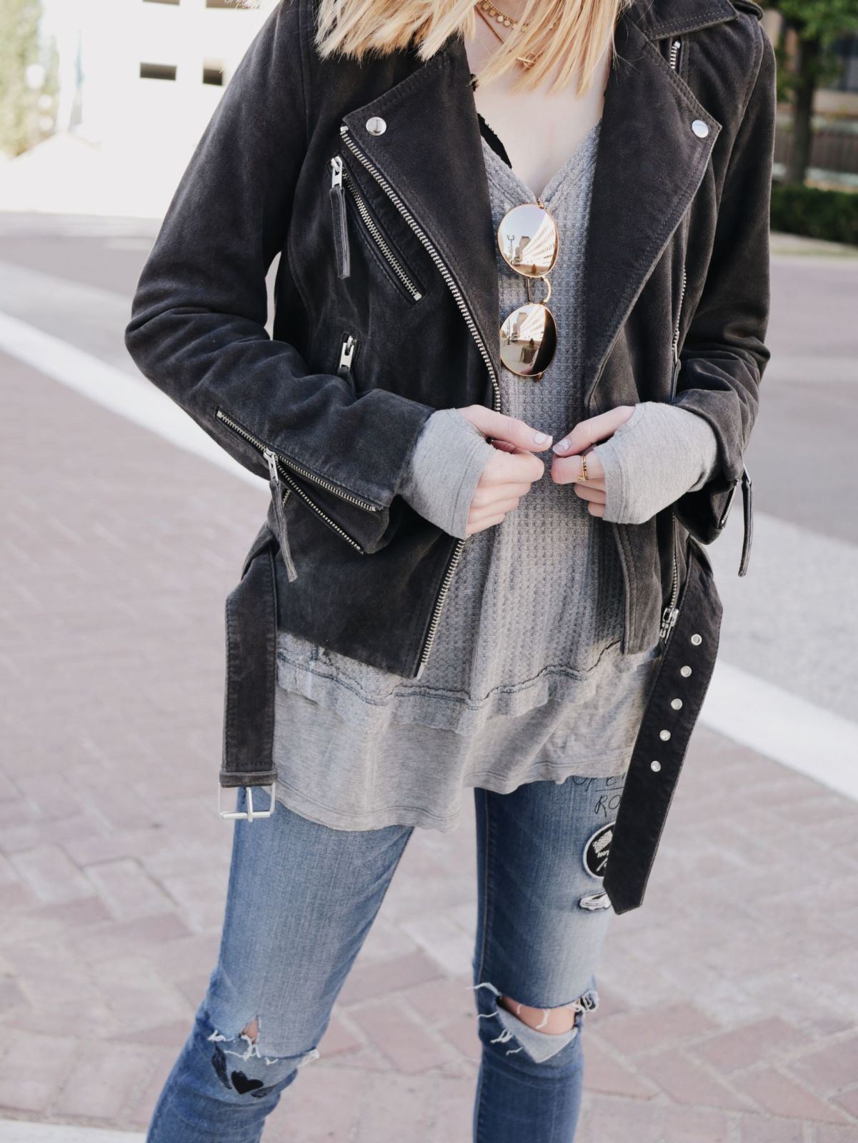 suede jacket | fall style | thermal tee | oh darling blog 