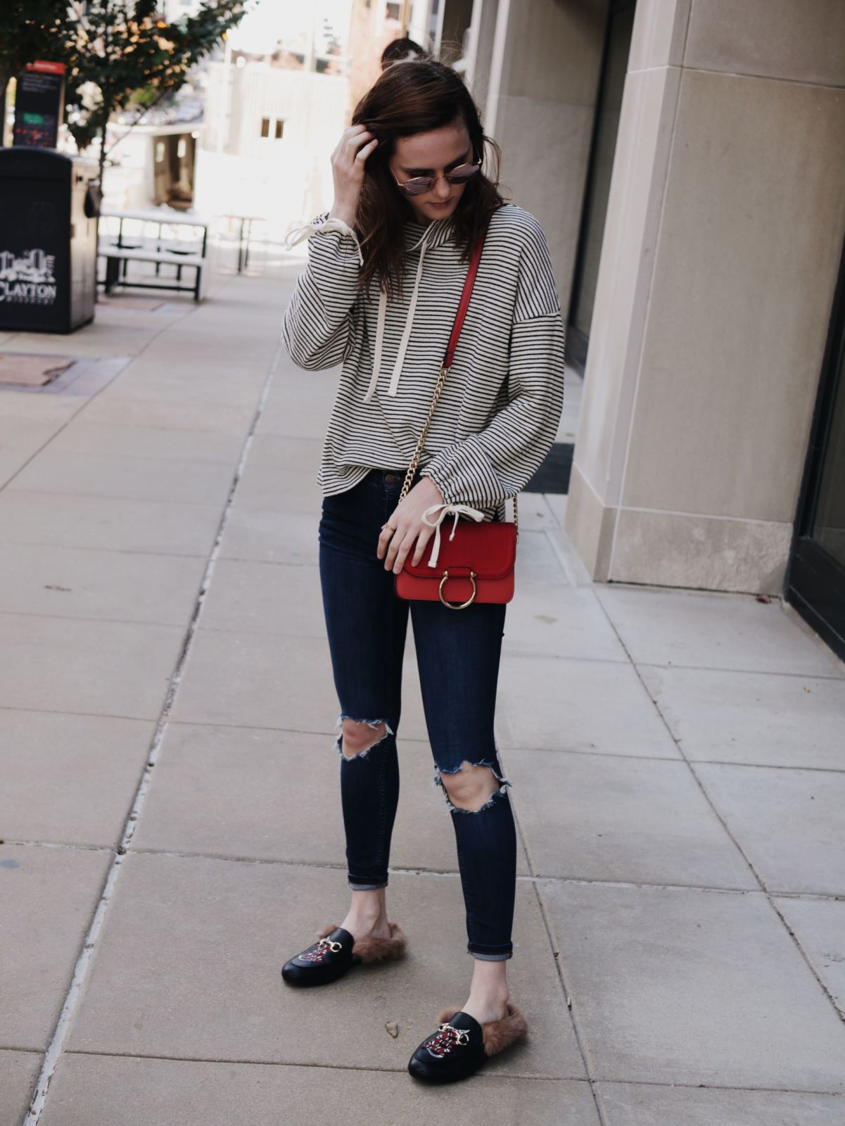 sweathshirt | ripped jeans | mules | oh darling blog