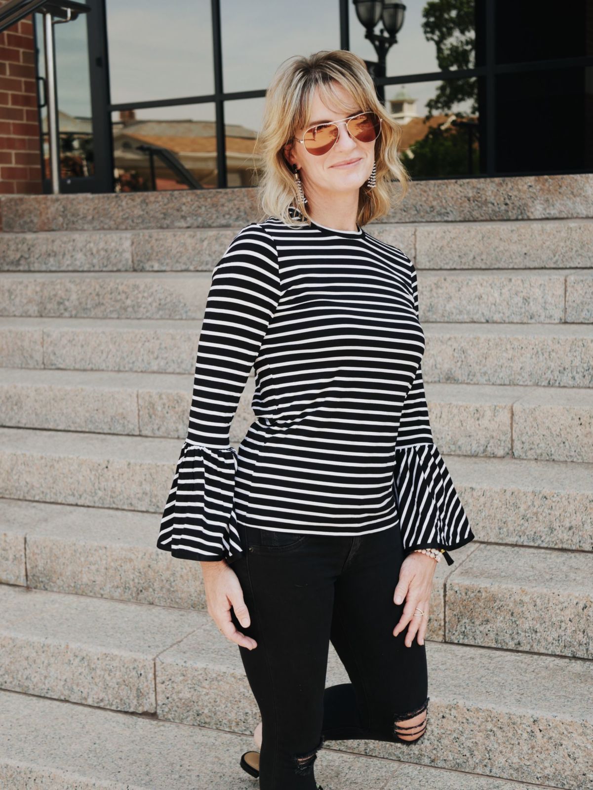 striped tee | black jeans | oh darling blog