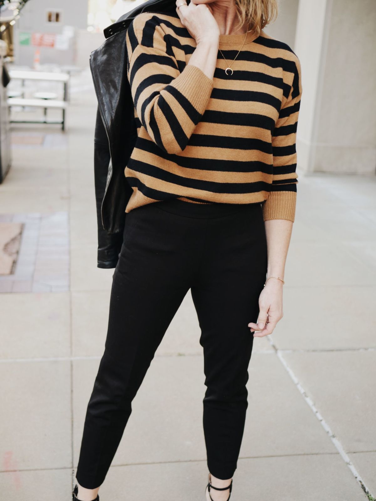 black pants | stripe sweater | fall style | oh darling blog