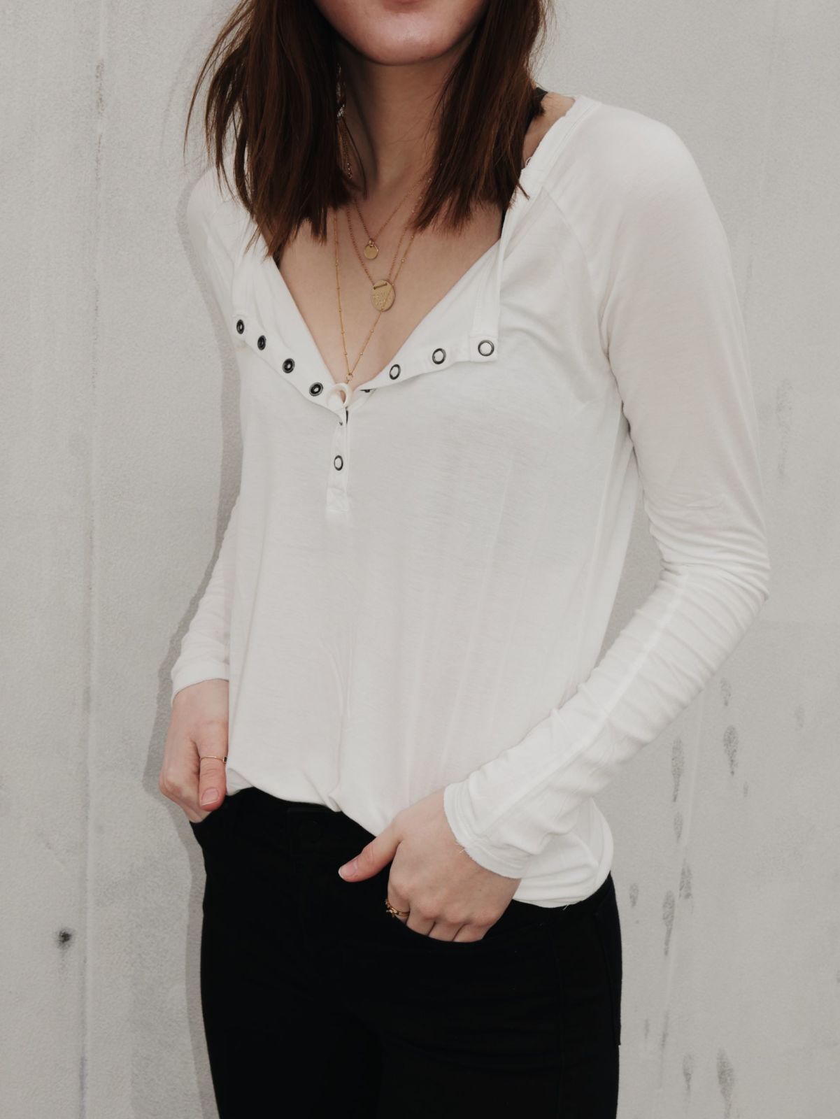 long sleeve henley | white shirt | oh darling blog