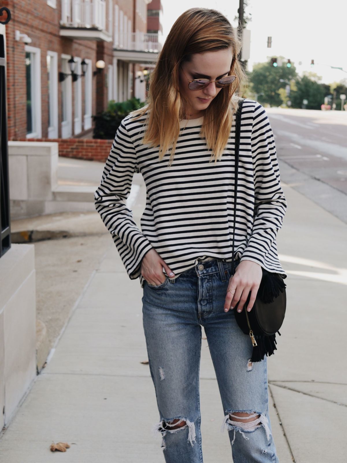 stripe tee | distressed denim | oh darling blog