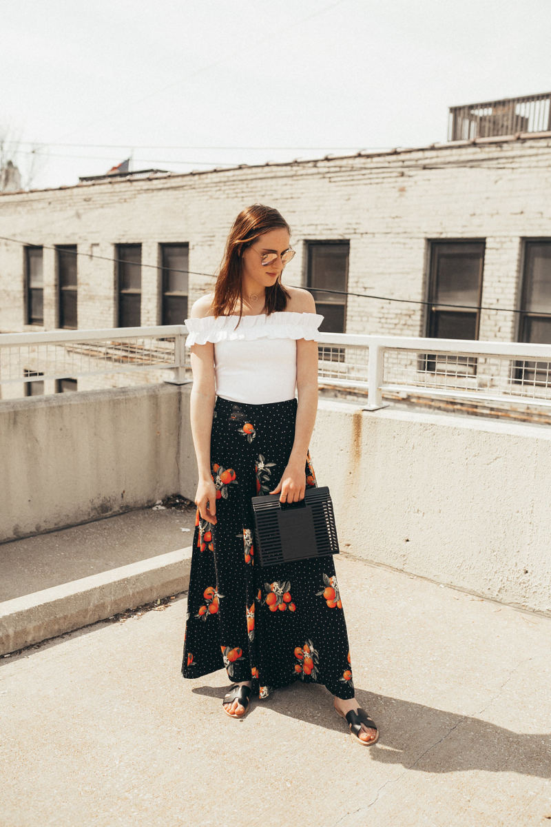 outfit with wide leg pants for Spring