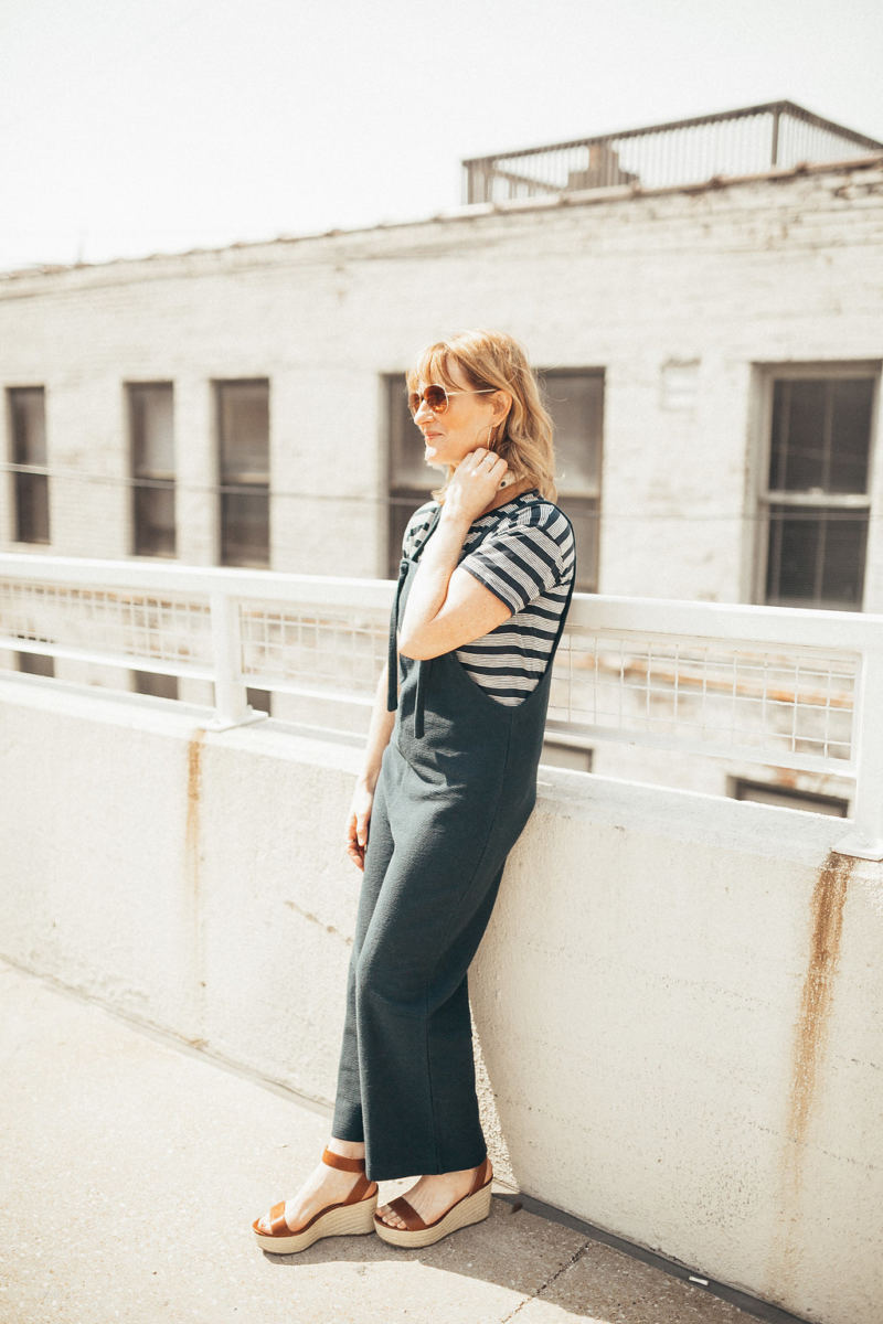 Katie Shelton on how to style overalls for Oh Darling Blog