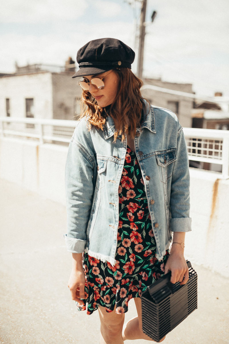 styling a denim jacket over a dress