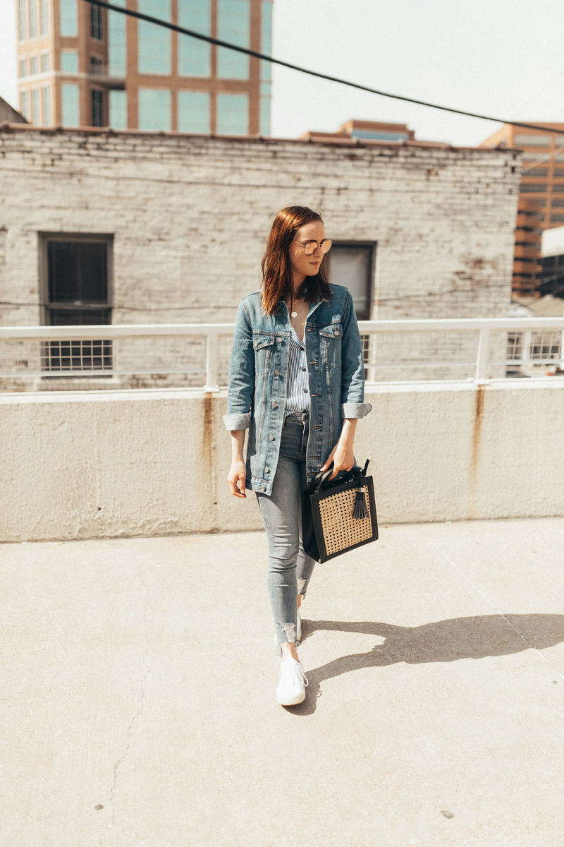 denim on denim outfit