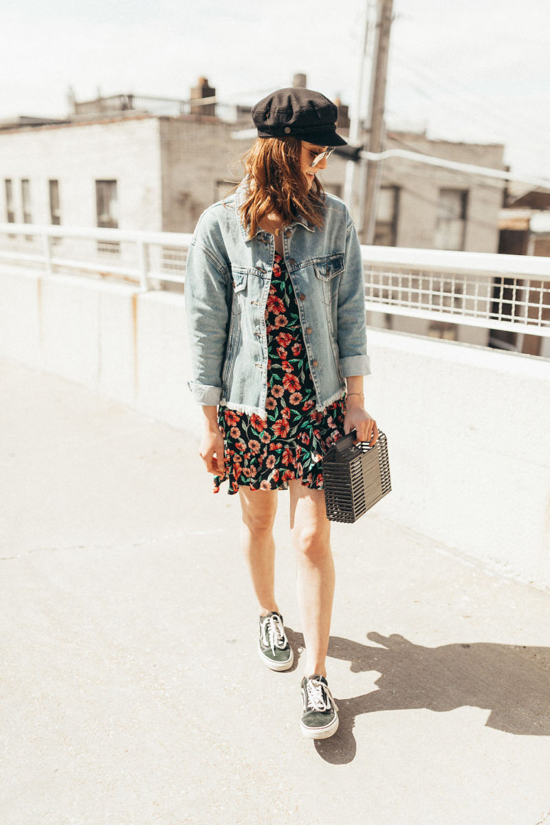 spring heart loom dress and vans tennis shoes