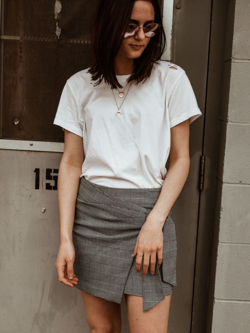 styling a white tee with a skirt