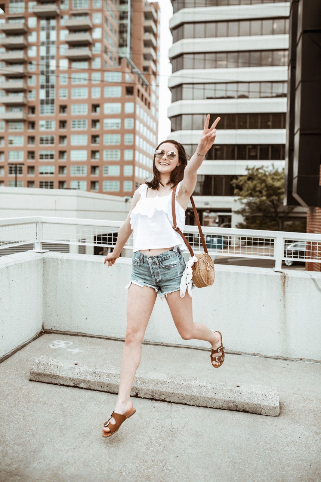 lydia shelton | fashion blogger | agolde denim shorts and white top