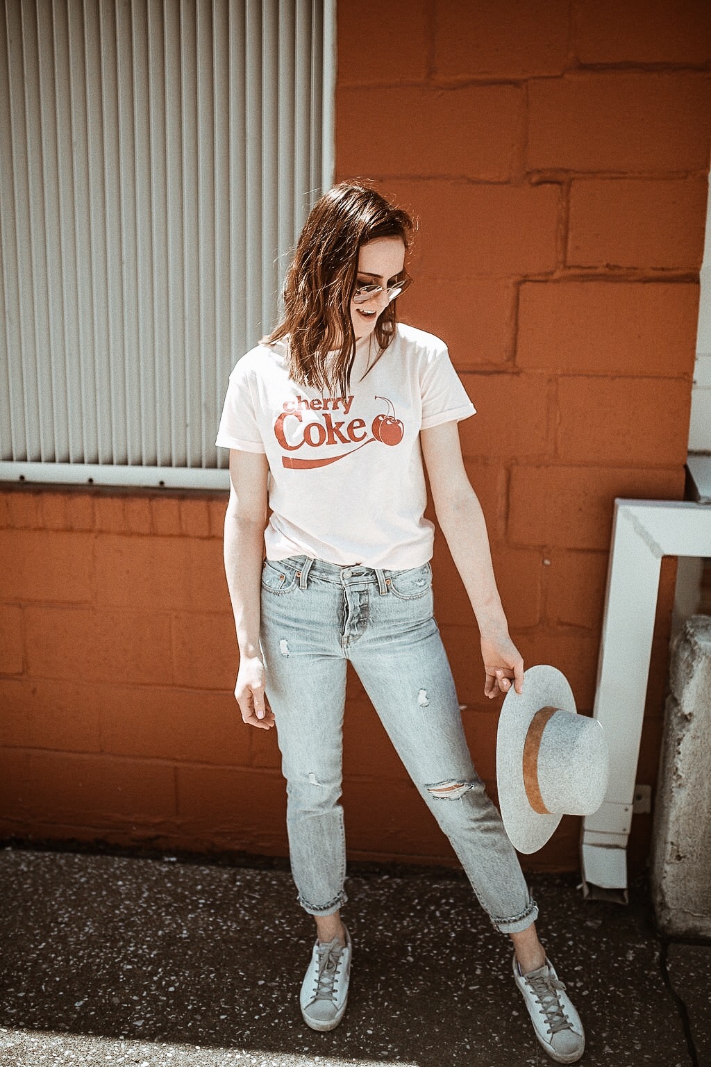 cherry coke graphic tee | golden goose sneakers | distressed jeans