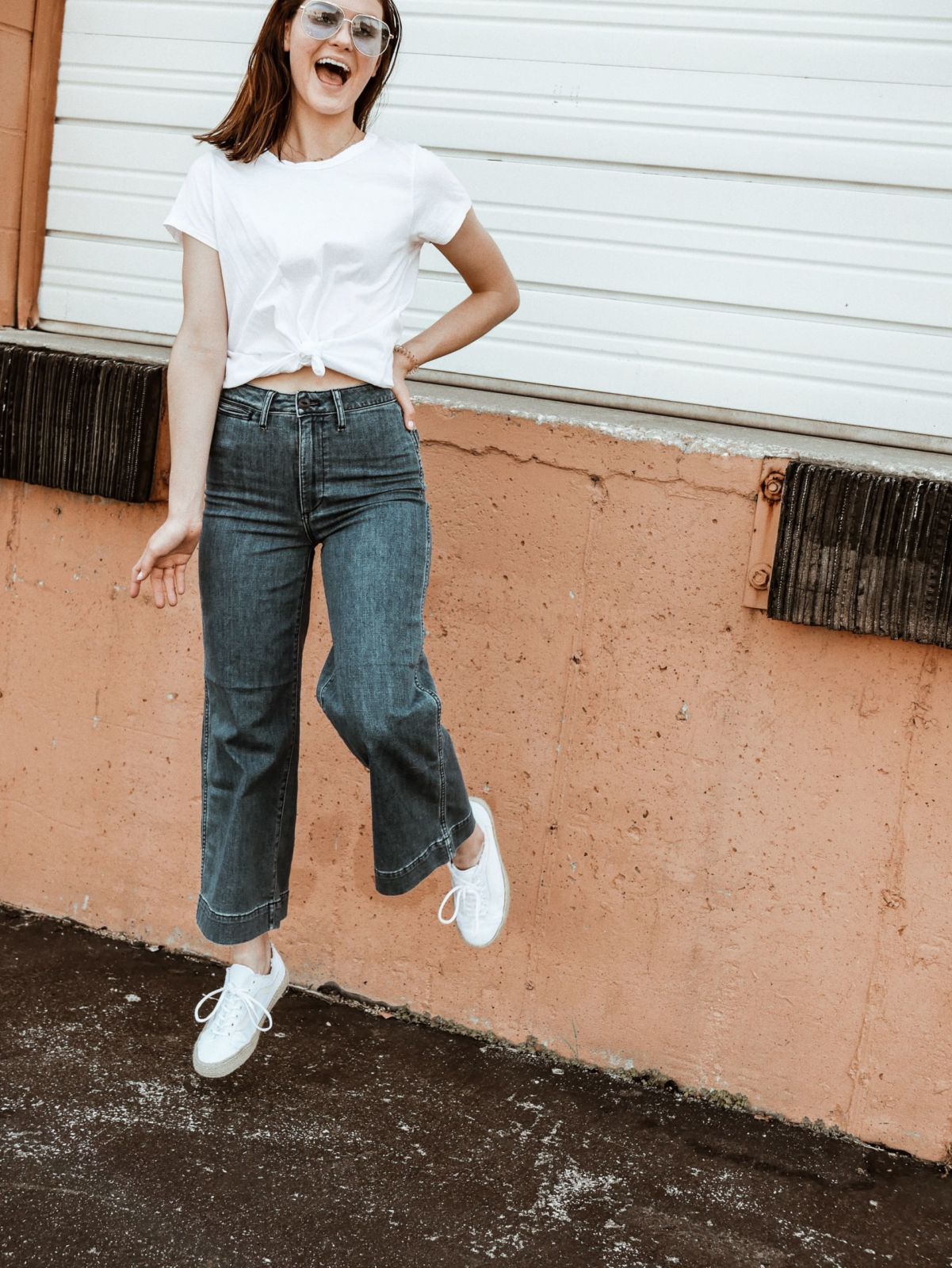 aviator sunglasses | white tee and jeans | van sneakers | oh darling blog