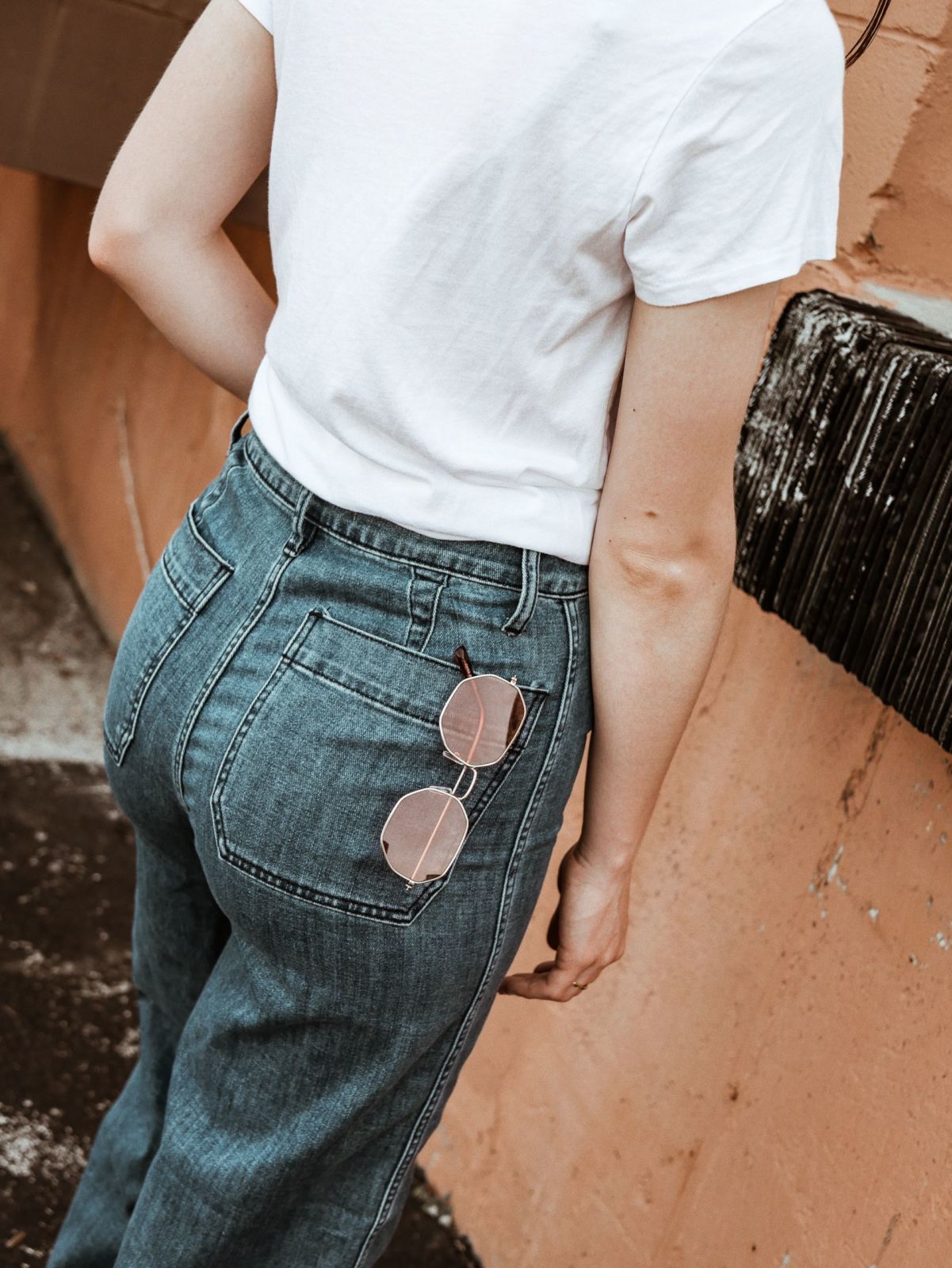 octagon wire rim sunglasses | madewell jeans | oh darling blog