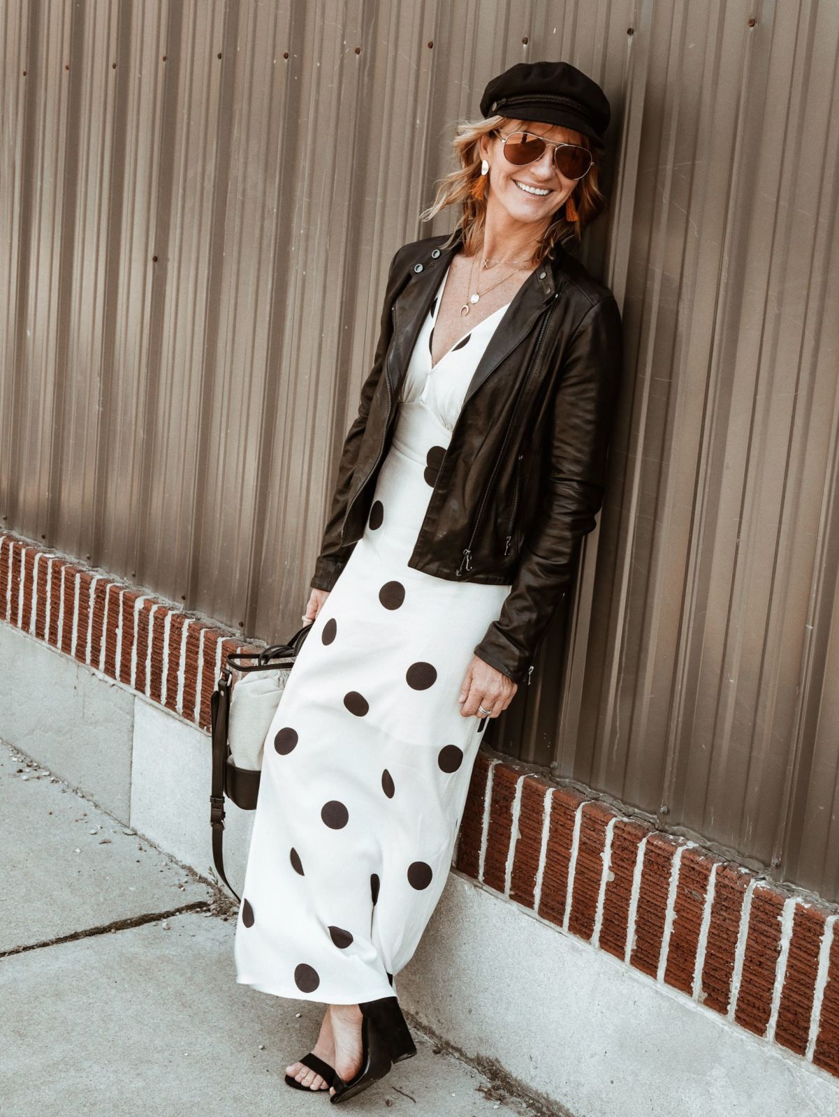 styling a leather jacket with a maxi dress | oh darling blog