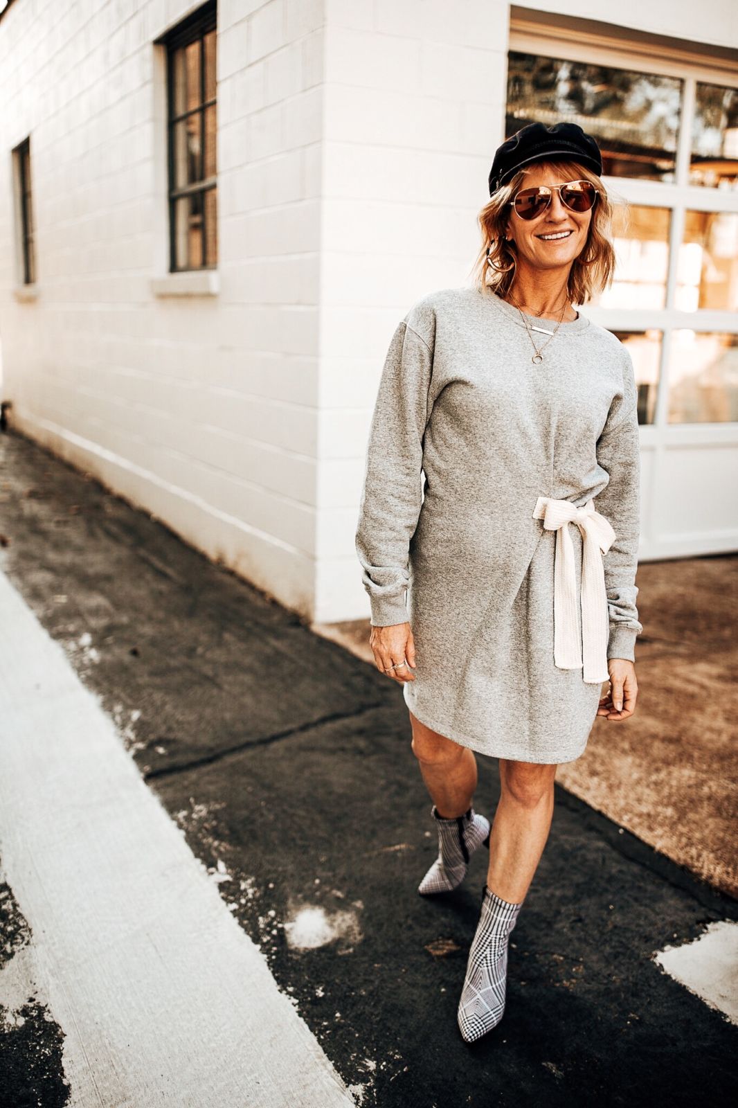 baker boy hat | dress | styled with boots | oh darling blog