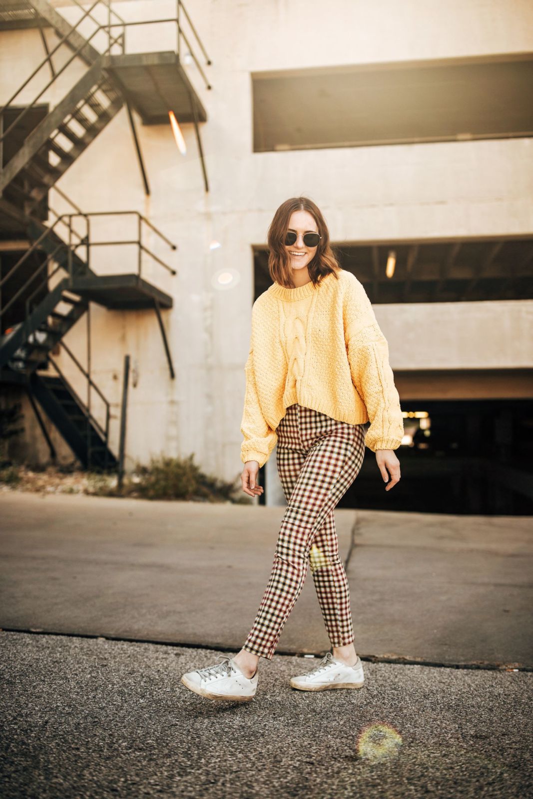 yellow sweater | plaid pants | coco mccall | oh darling blog