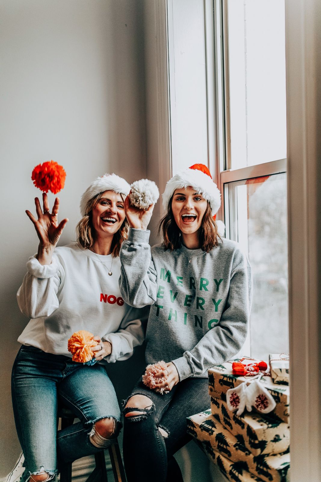 the best gift wrapping ideas | propertees | chris loves julia | nog sweatshirt | merry everything sweatshirt | oh darling blog