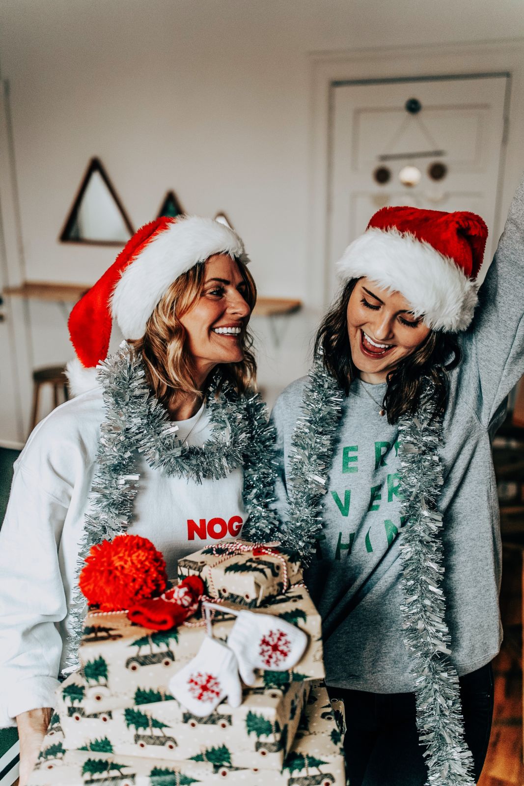 the best gift wrapping ideas | chris loves julia | propertee | nog sweatshirt | merry everything sweatshirt | oh darling blog