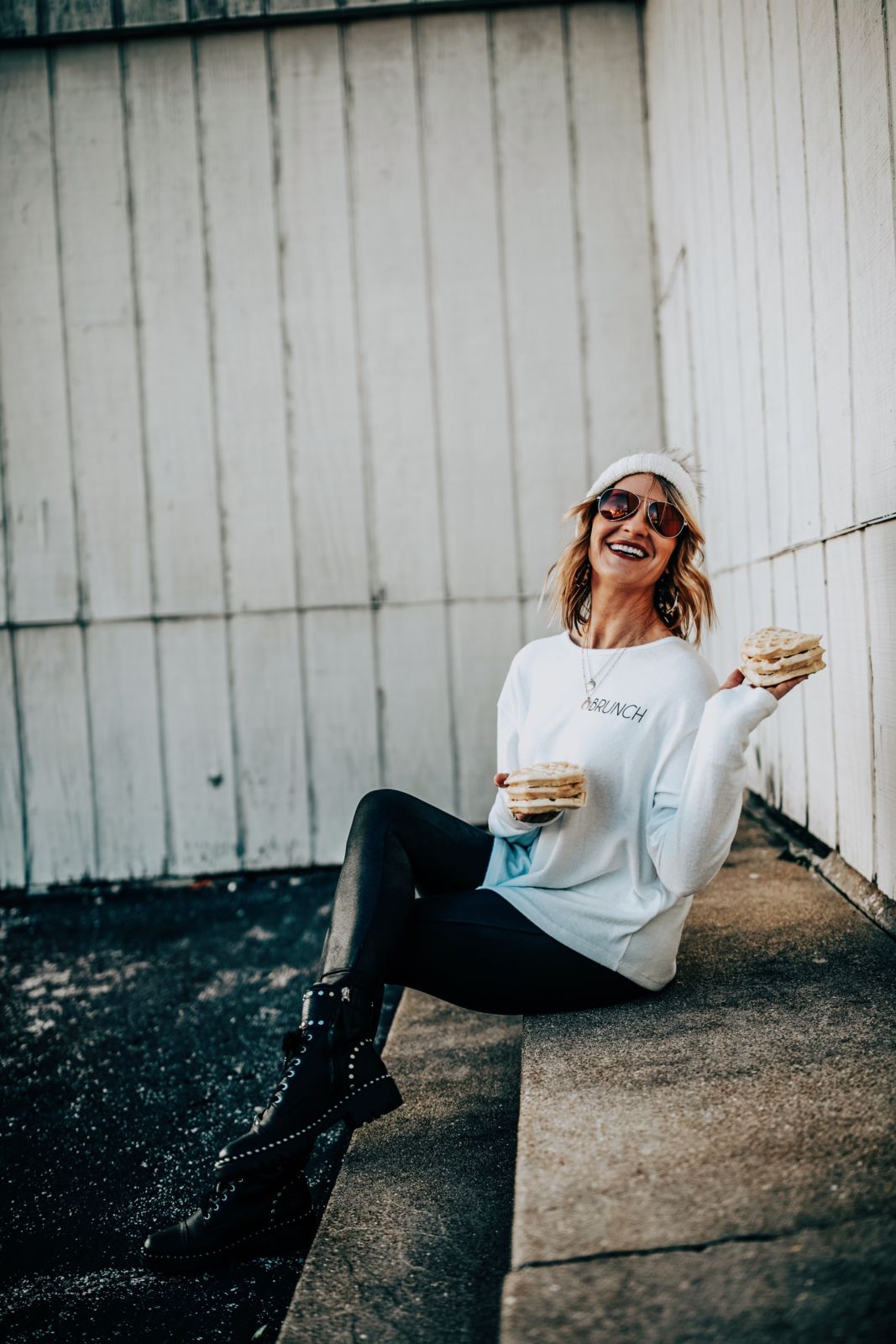 how to attain your goals | new years resolution | how to maintain your goals | spanx leggings | faux leather leggings | how to style spanx leggings \ brunch sweatshirt | kindred shop | st louis | adorn clothing | oh darling blog