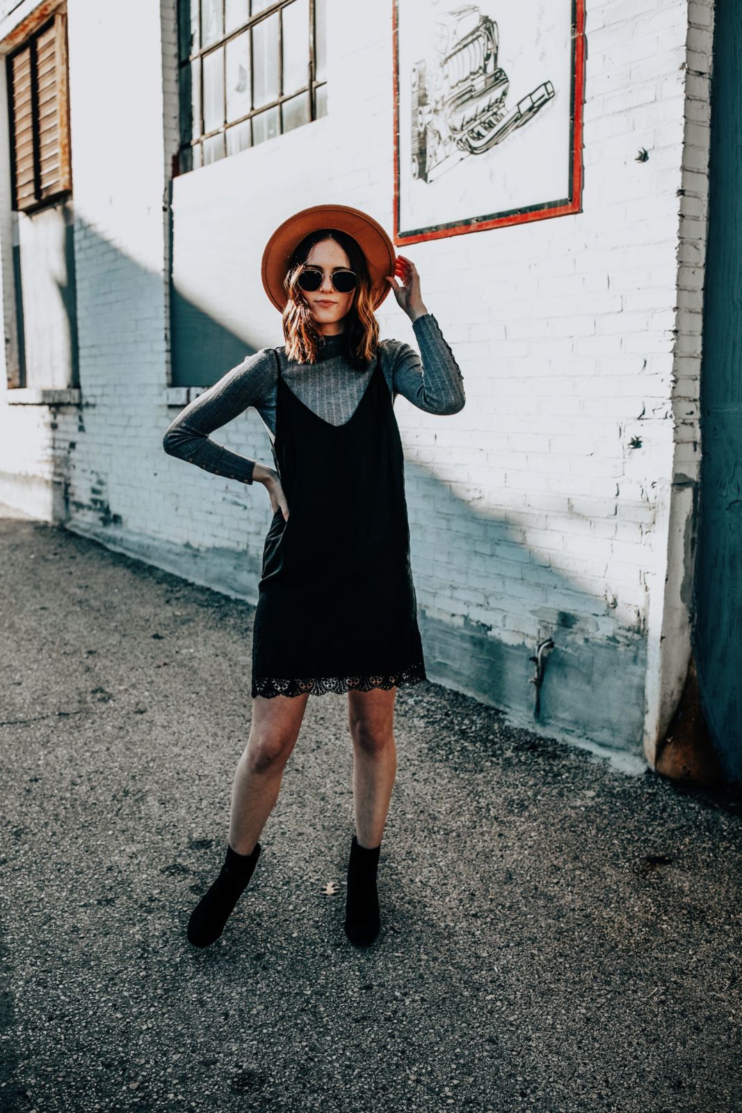 how to wear a slip dress | 4 ways to wear a slip dress | styling a slip dress | turtleneck with slip dress | black booties | oh darling blog