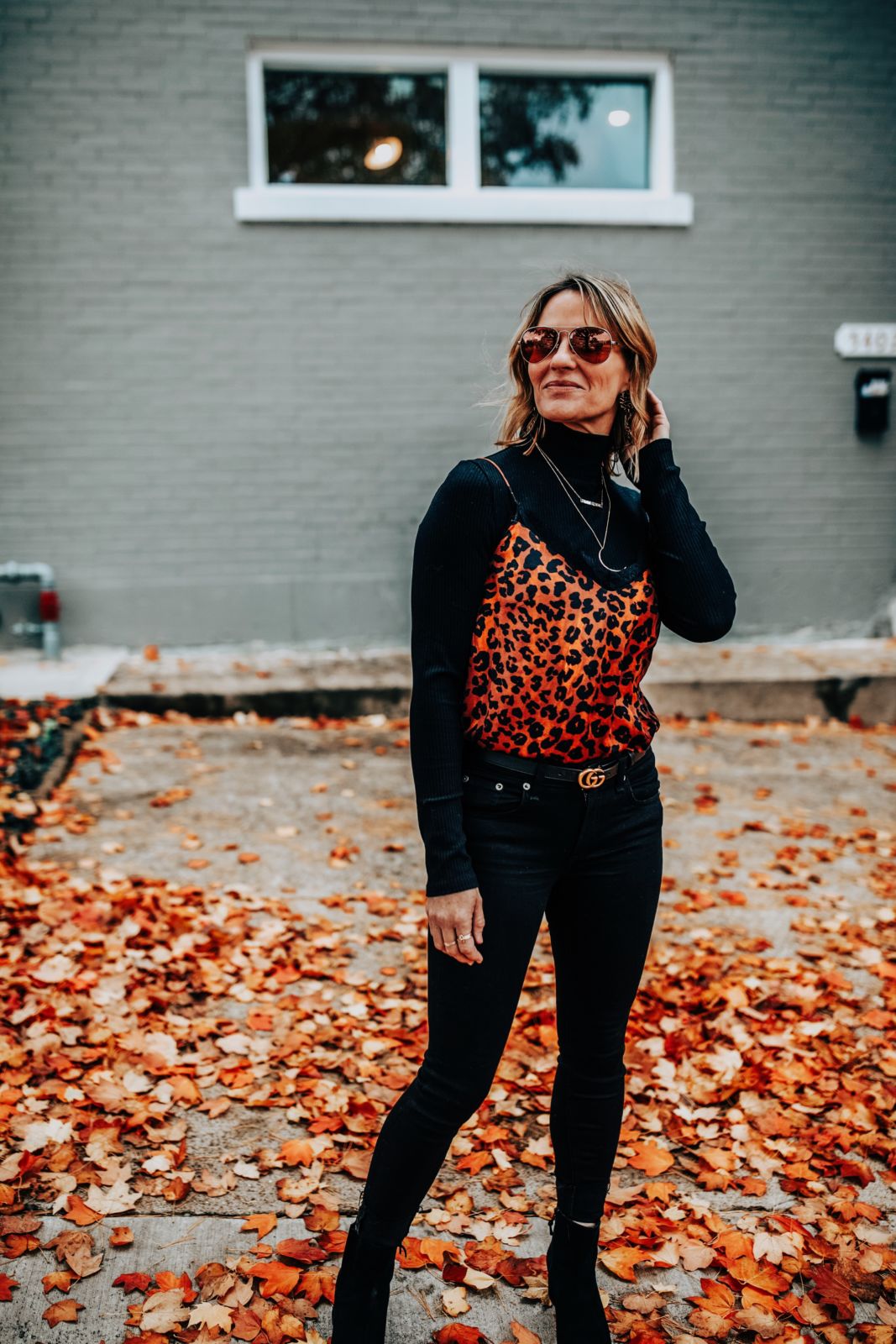 Leopard Camisole and Gucci Belt and Black Jeans | Oh Darling Blog