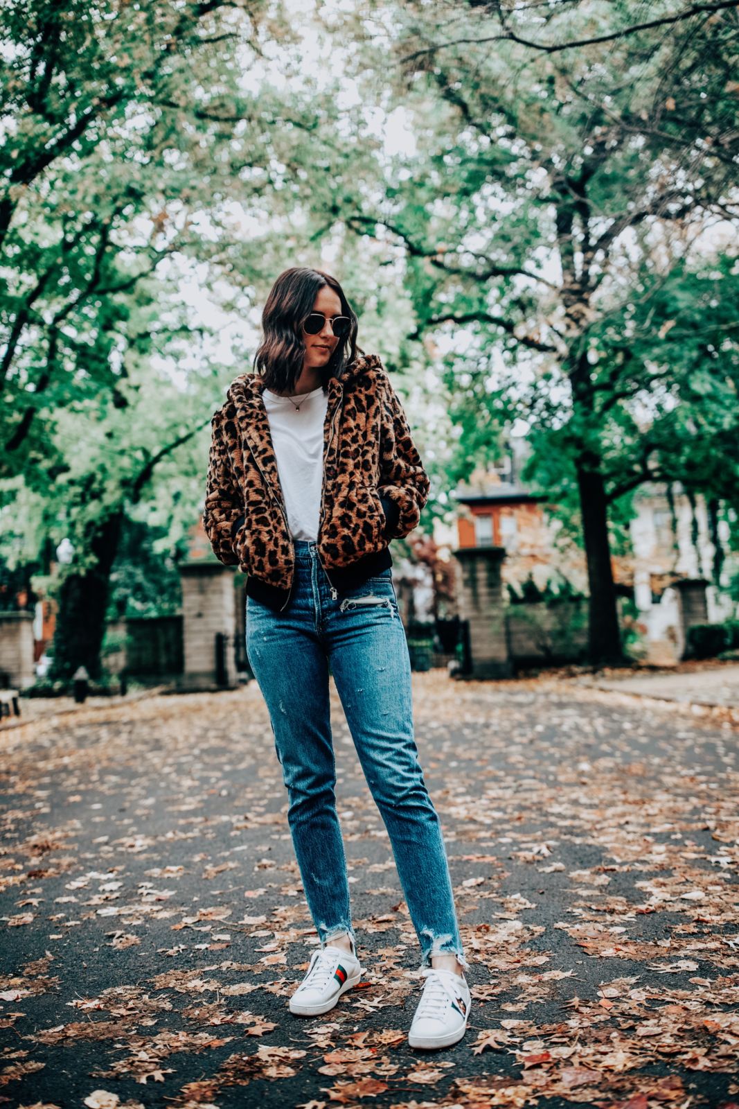 Here's a Leopard Jacket,  Agolde Jeans and  Gucci Sneakers | Oh Darling Blog