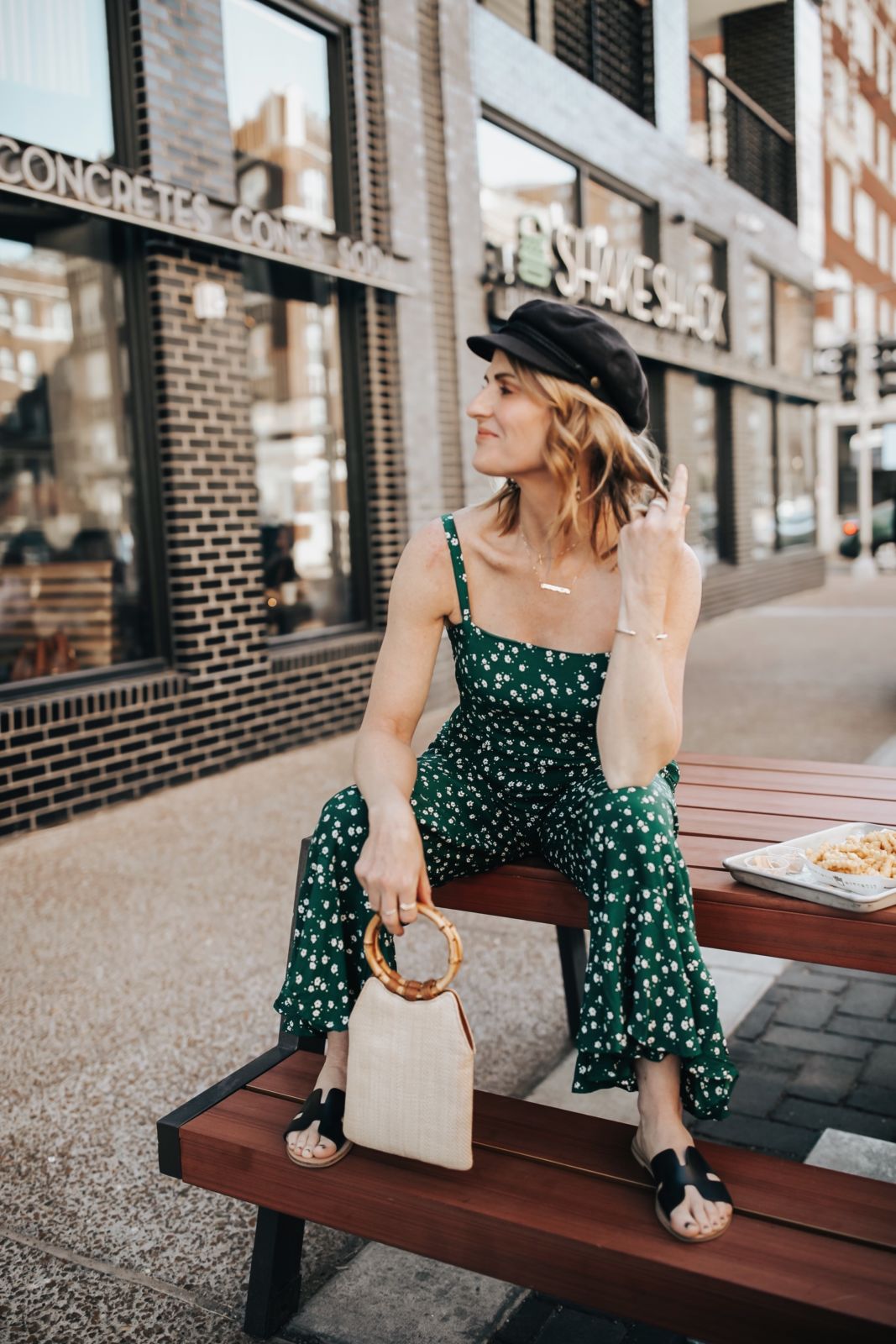 7 spring looks you need from lulus | floral jumpsuit outfit | jumpsuit outfit casual | Faithfull the brand | Brixton fiddler cap outfit | oh darling blog