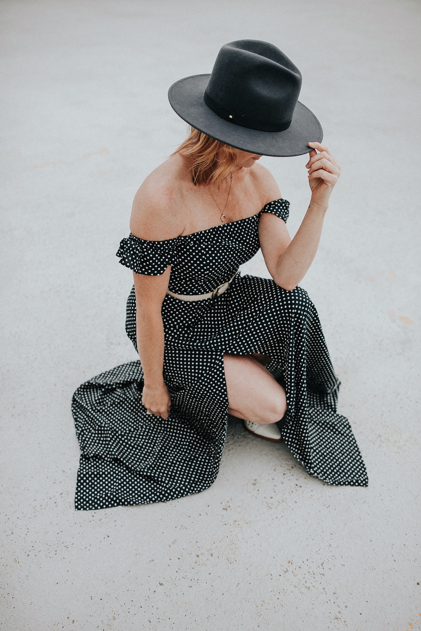 What To Wear To A Concert | maxi dress casual | polka dot dress | what to wear to a concert over 40 | maxi dress outfit | Oh Darling Blog