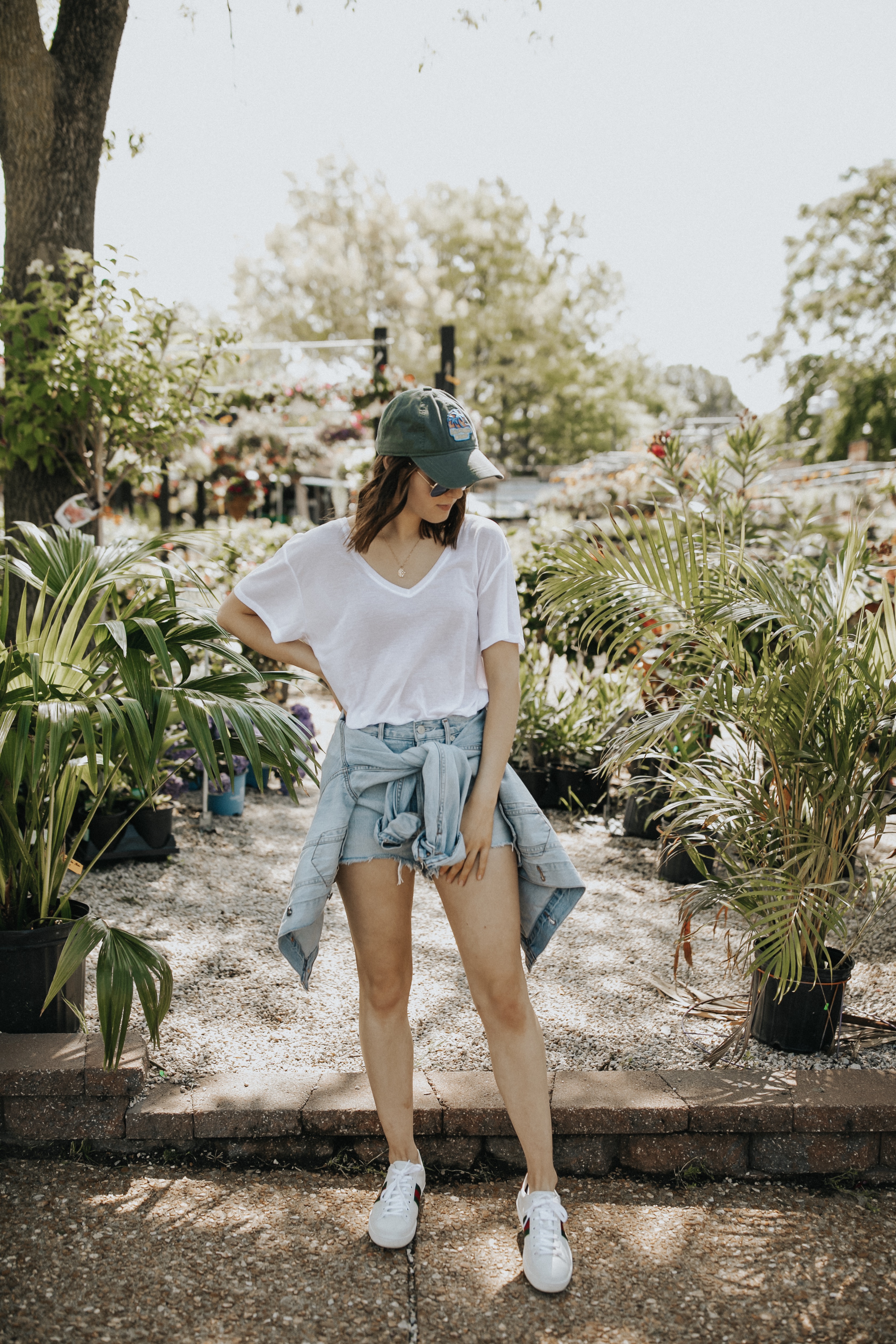 Current Favorites: June 2019 | white v neck t shirt outfit | anine bing style | denim jacket outfit casual | agolde dee shorts